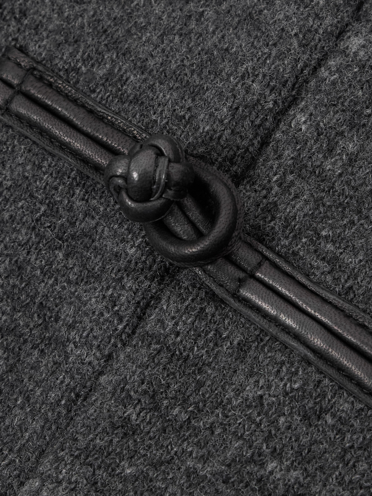 Rohe Leather-trimmed Wool Cardigan In Gray