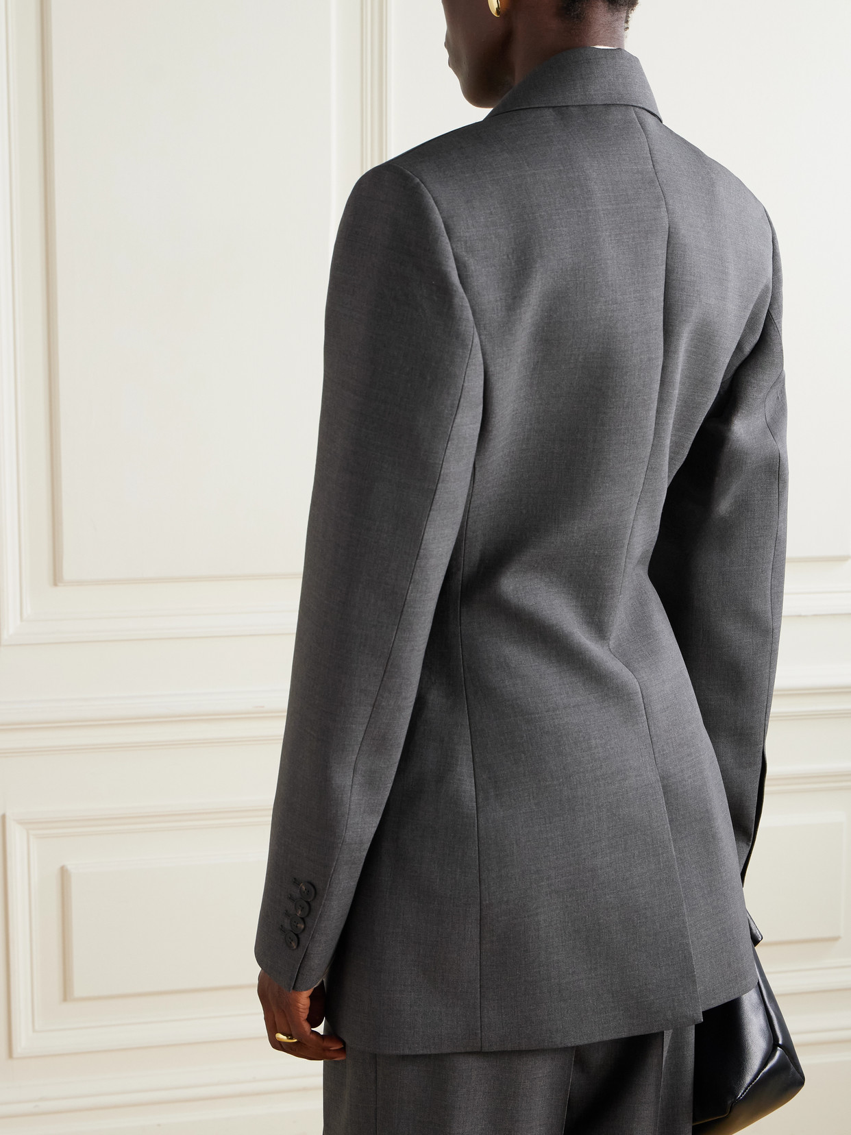 Rohe Hourglass Double-breasted Wool-blend Blazer In Gray