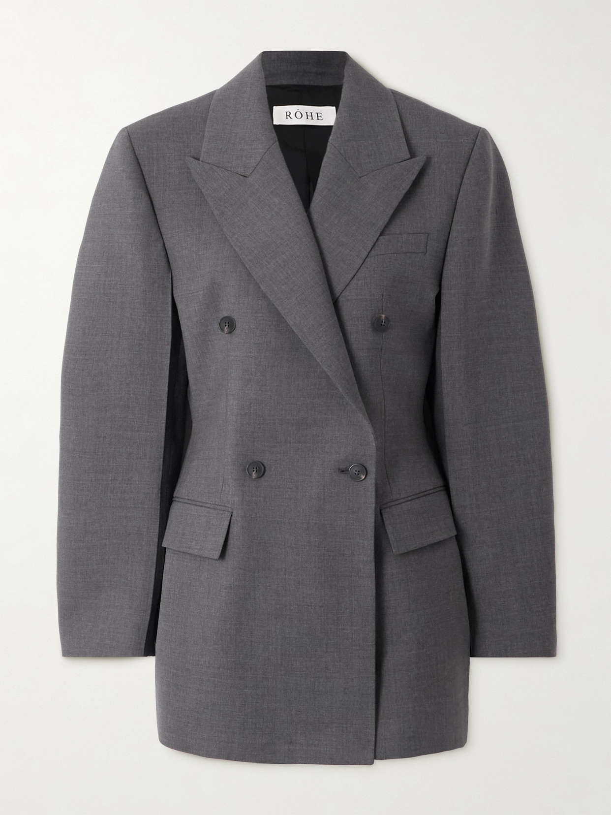 Rohe Hourglass Double-breasted Wool-blend Blazer In Gray