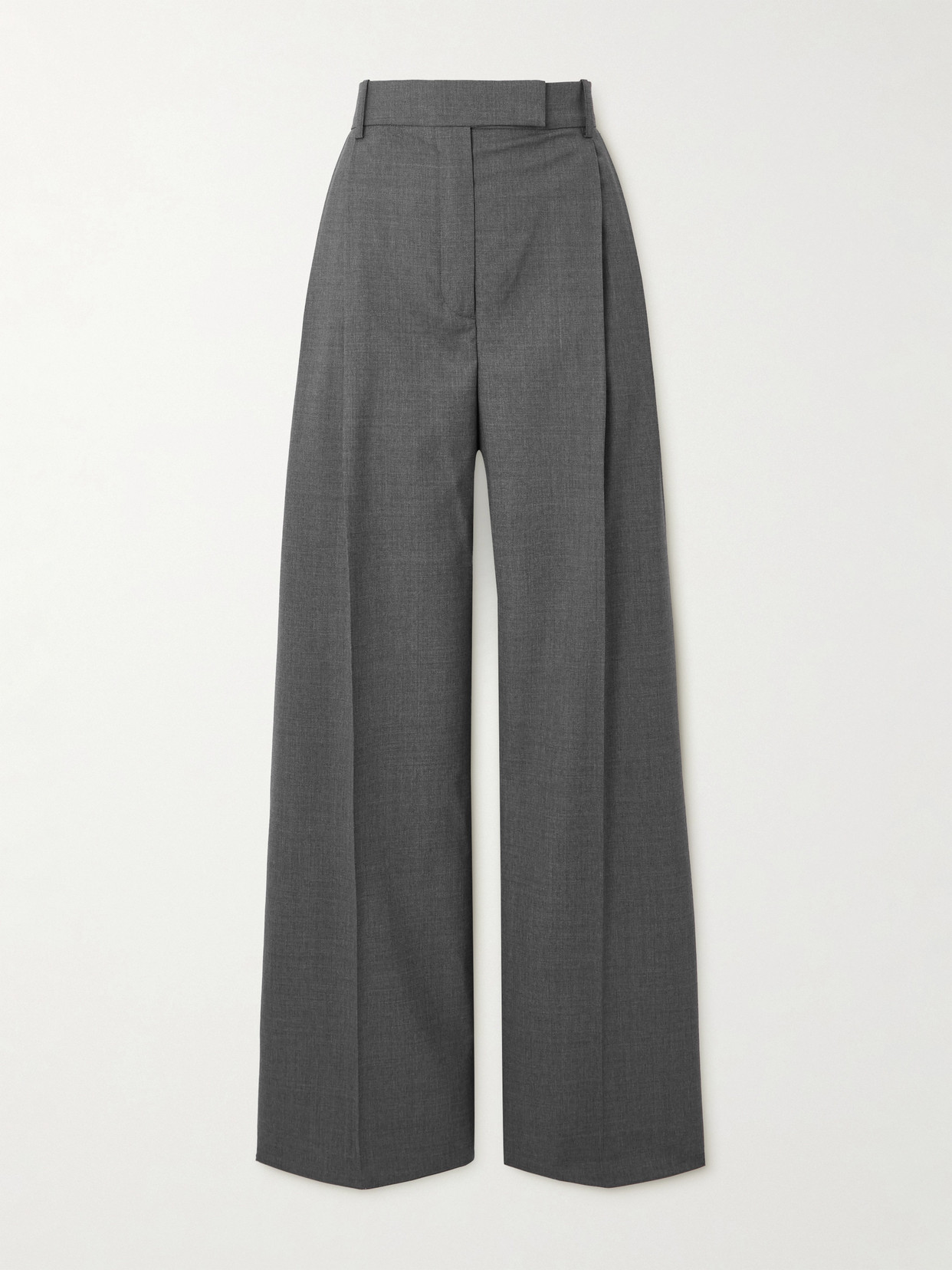 Rohe Pleated Wool-blend Wide-leg Pants In Gray