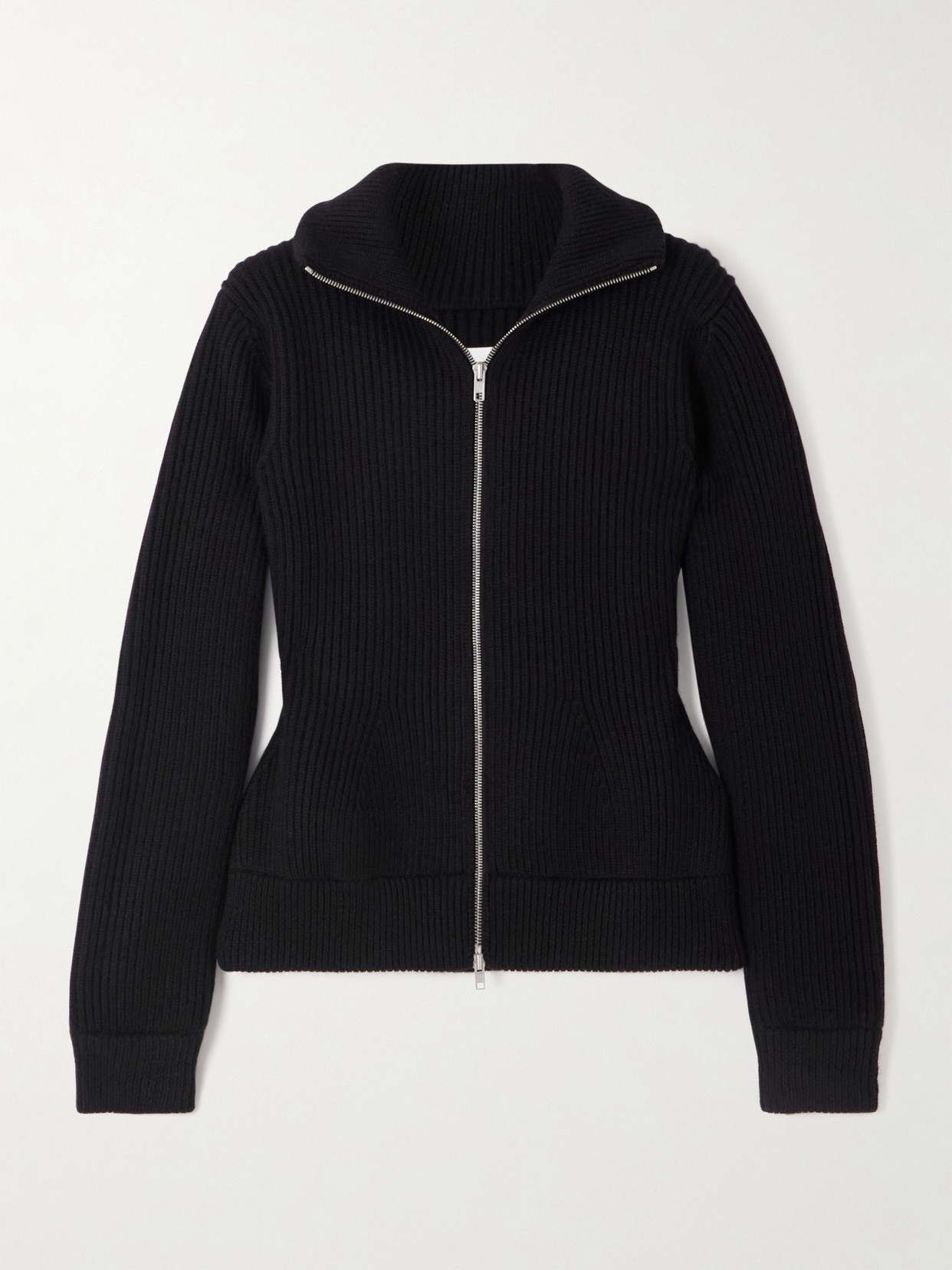 Maison Margiela Ribbed Wool Cardigan In Black