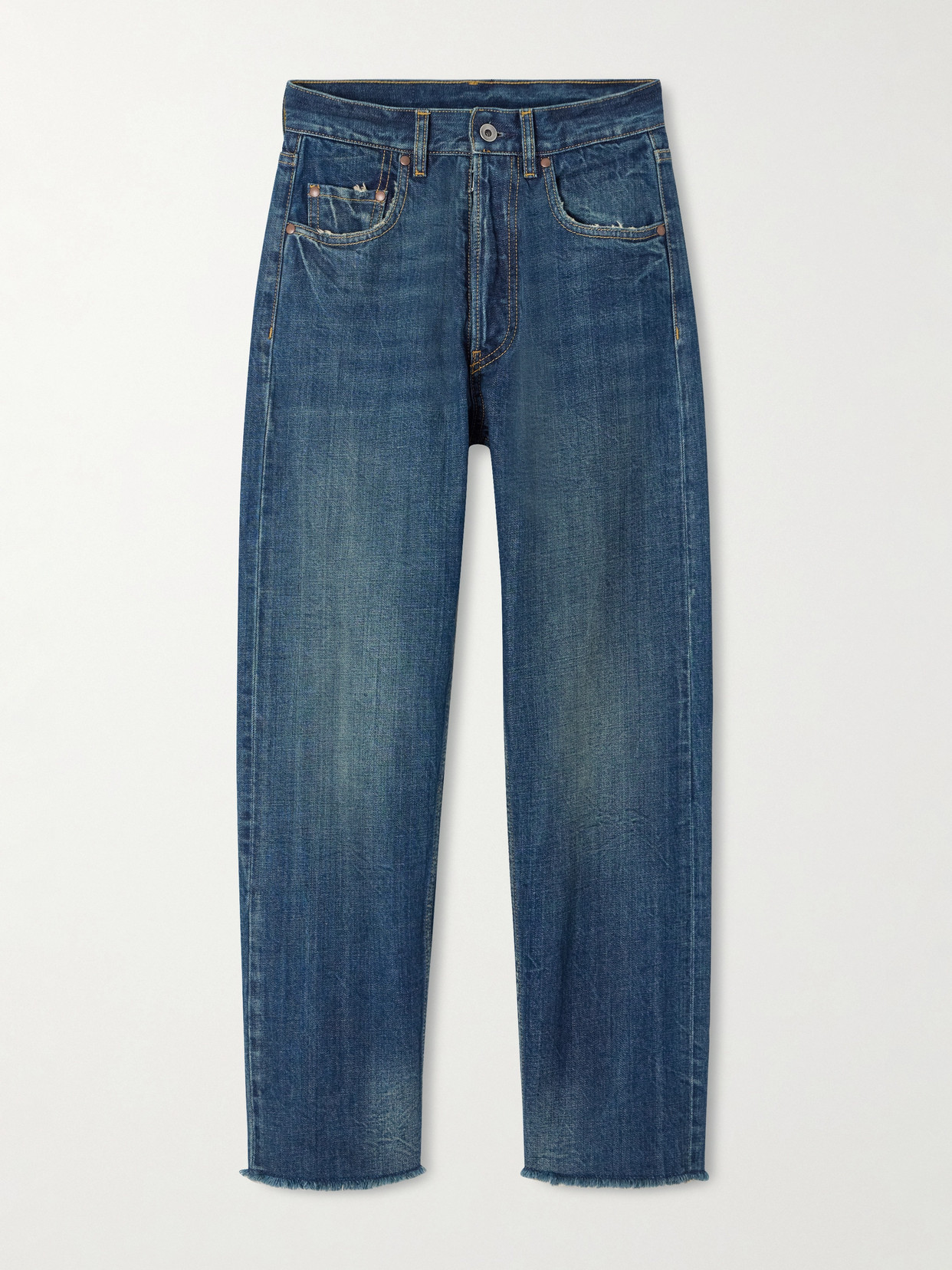 Maison Margiela Frayed Distressed Straight-leg Jeans In Blue