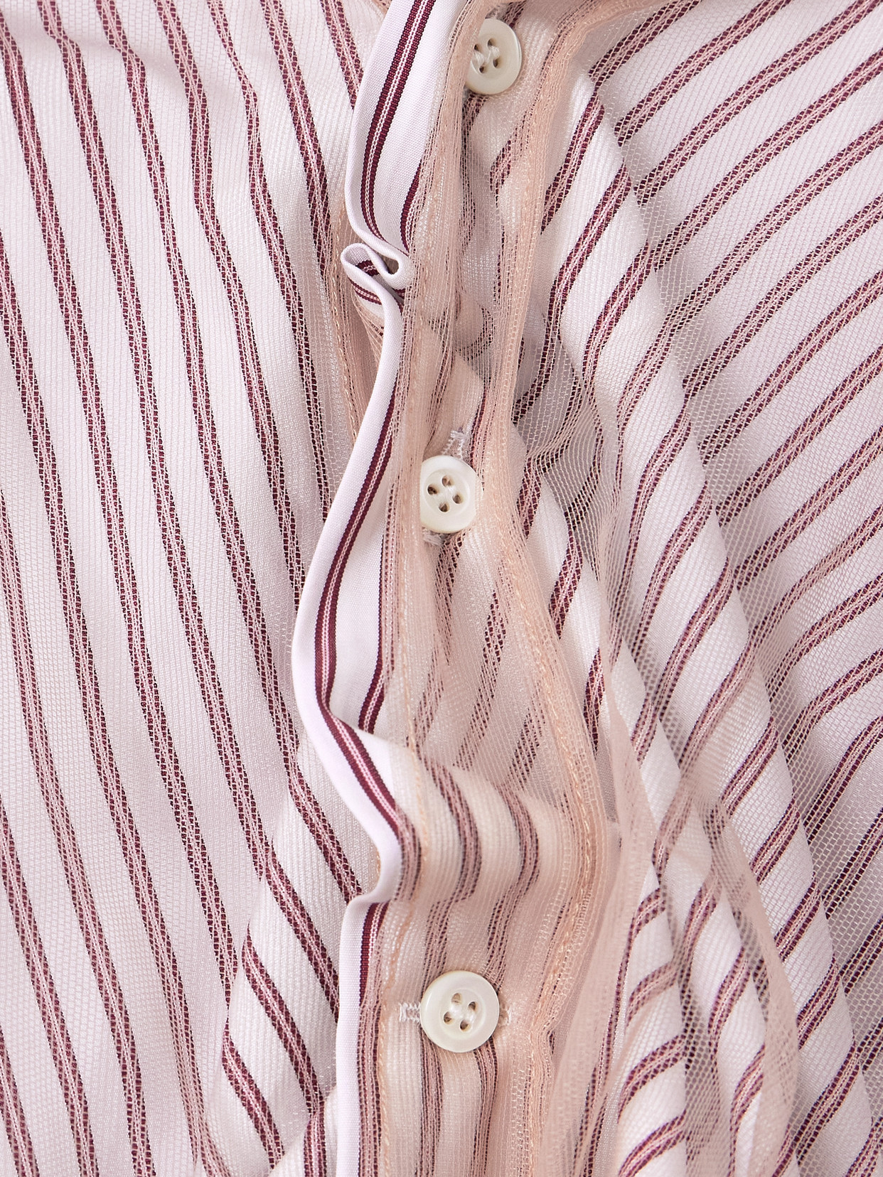 Maison Margiela Organza-trimmed Striped Cotton-poplin Shirt In Multi
