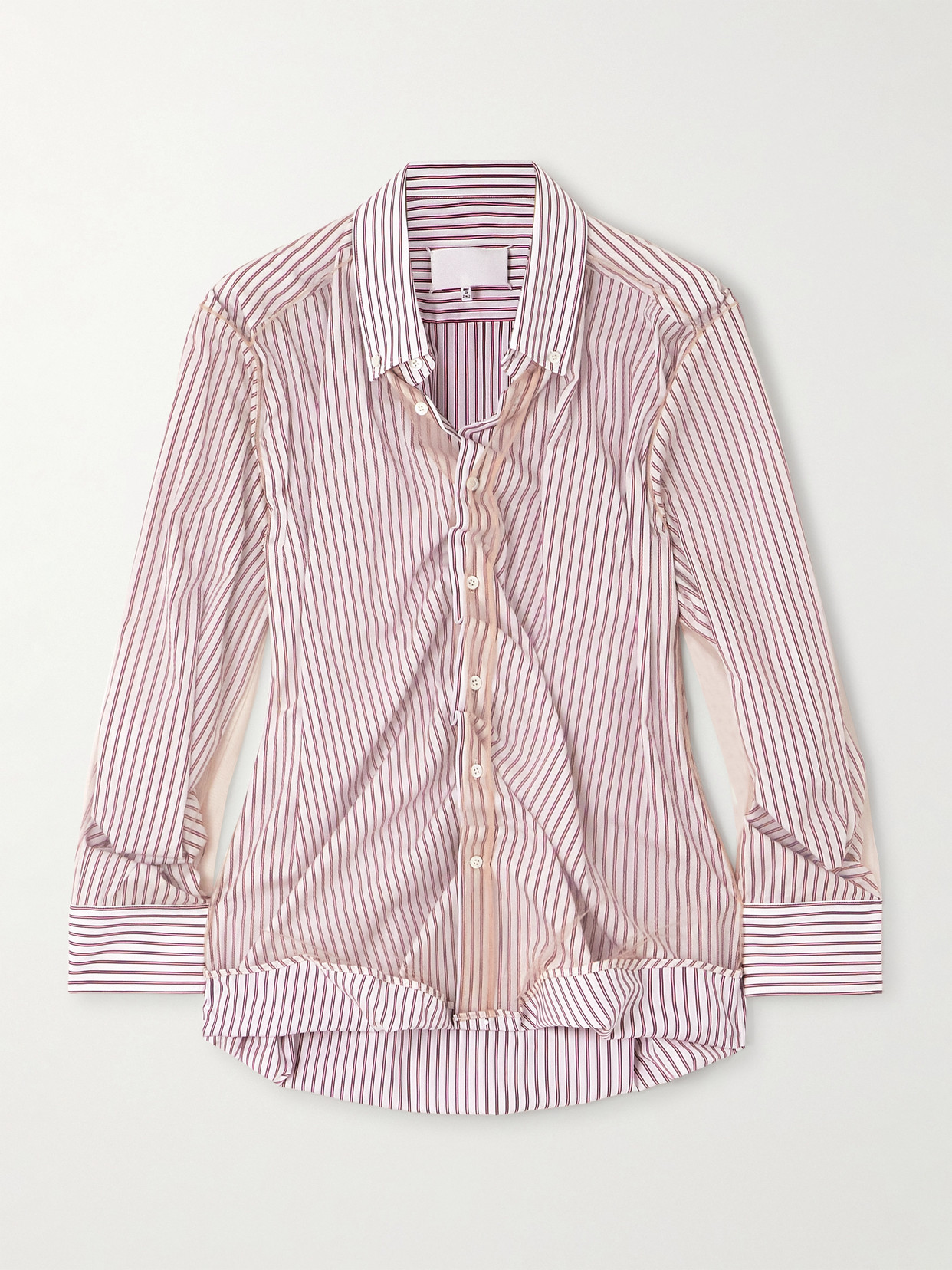 Maison Margiela Organza-trimmed Striped Cotton-poplin Shirt In Multi
