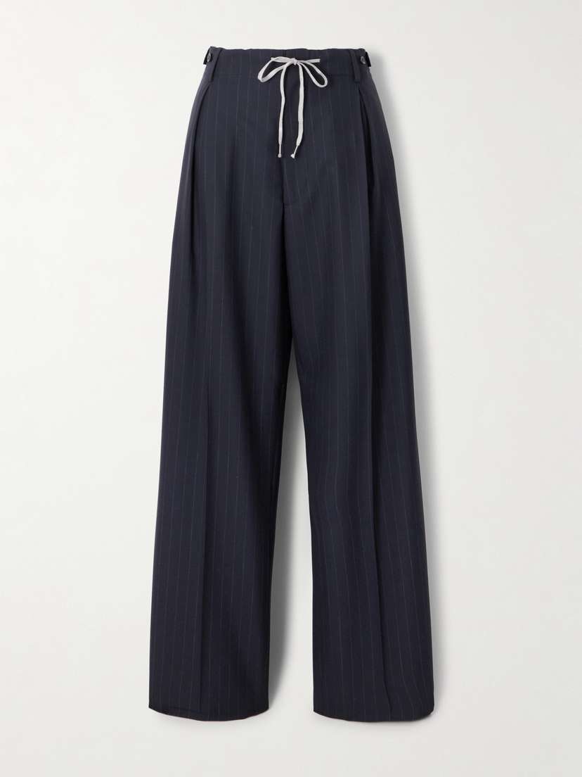 Maison Margiela Pleated Pinstriped Wool Wide-leg Pants