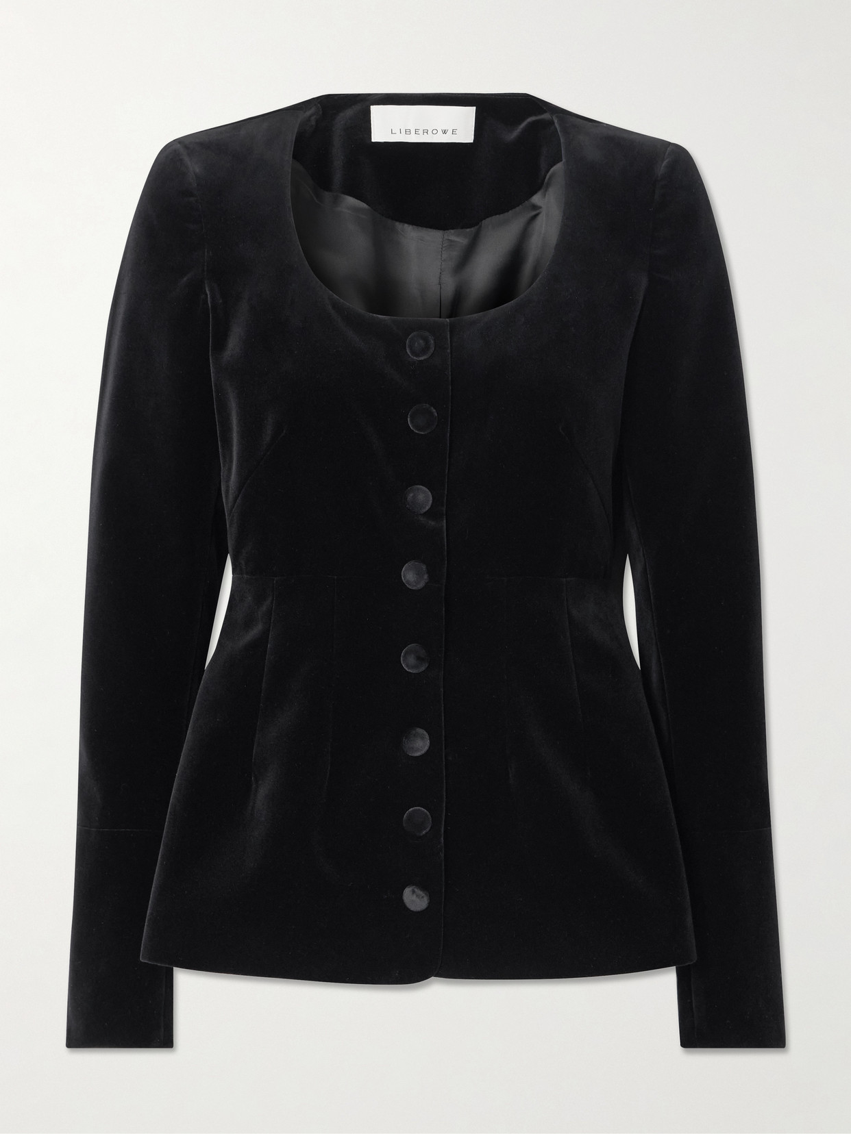 Liberowe Amber Wool-blend Velvet Blouse In Black