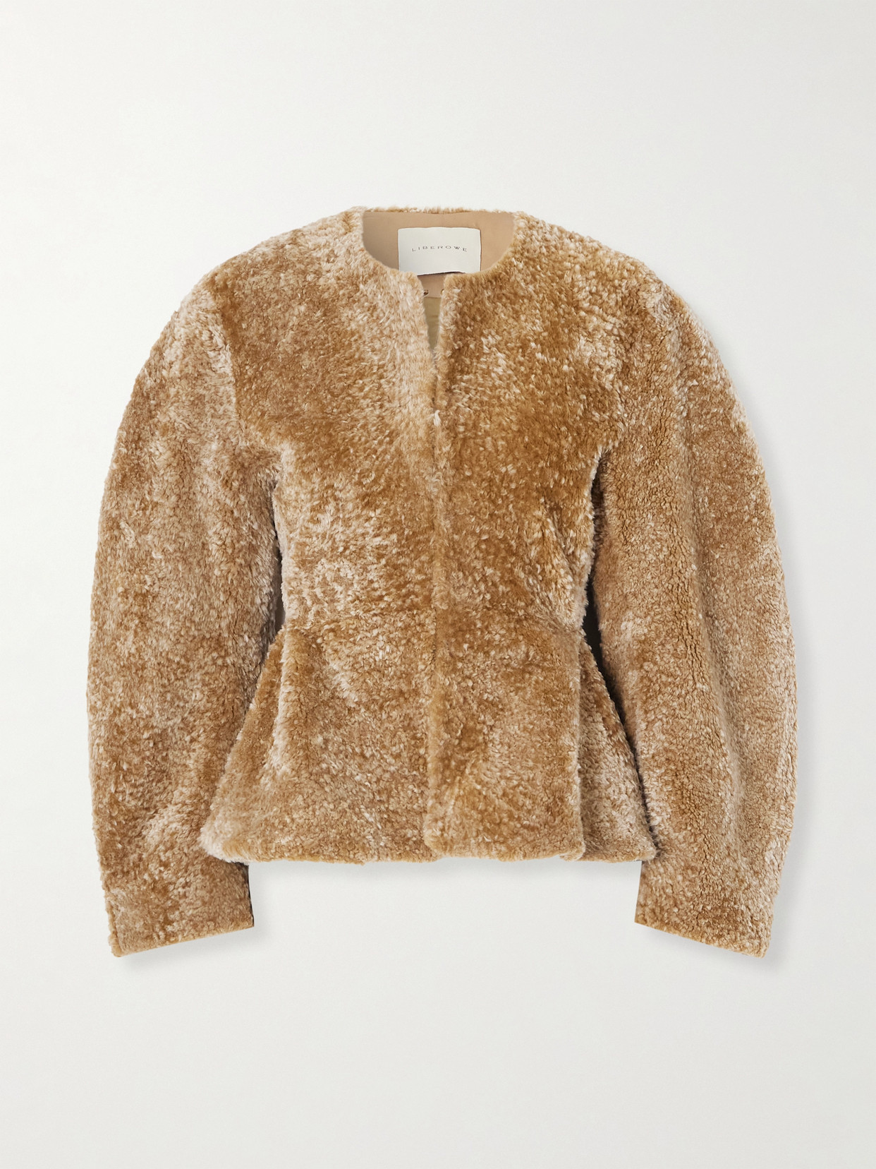 Liberowe Bear Shearling Peplum Jacket In Brown