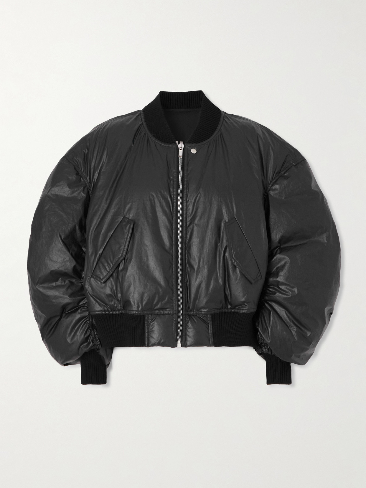 Rick Owens Cal Coated Cotton-blend Bomber Jacket In Black