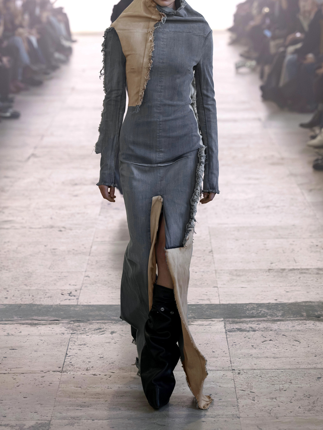 Distressed Cotton-Trimmed Denim Maxi