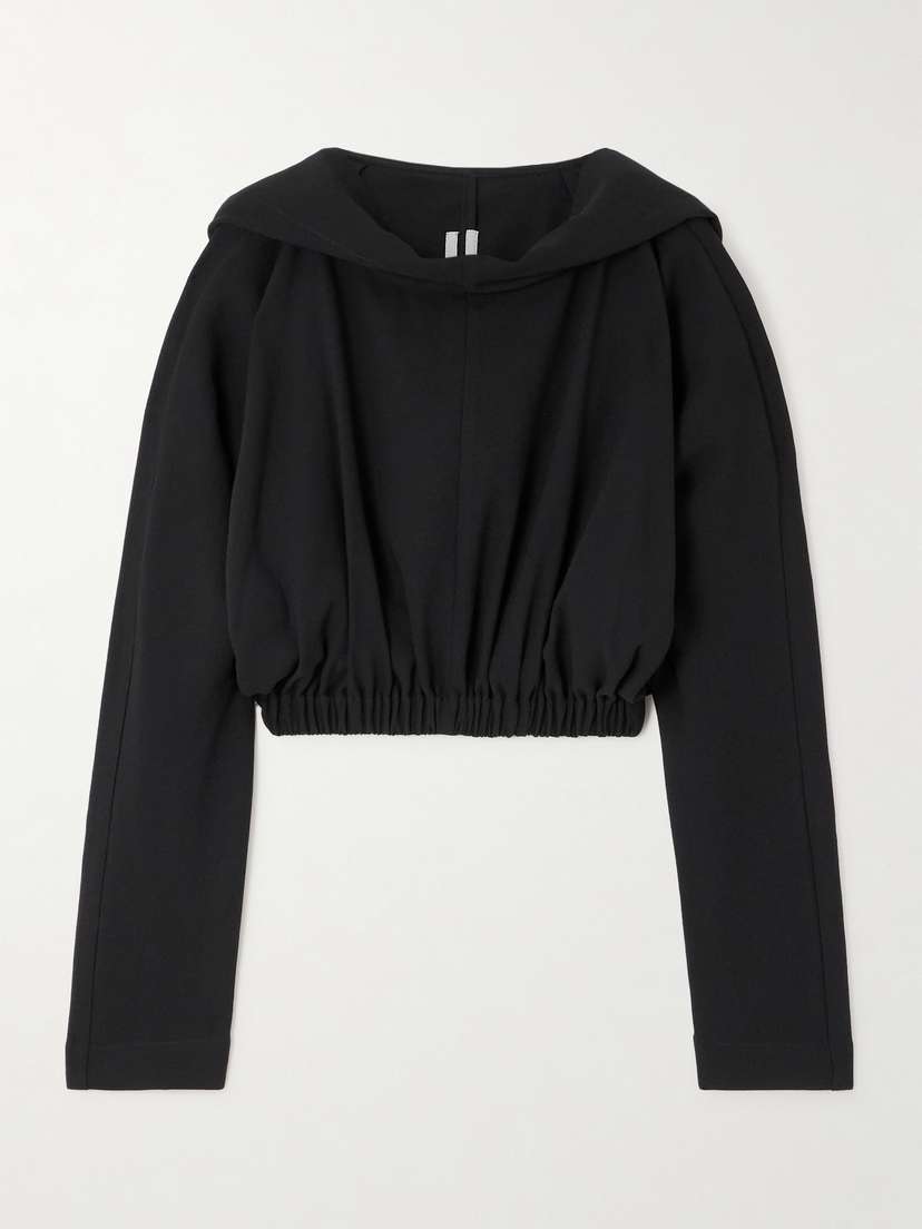 Rick Owens Cropped Wool-crepe Hoodie