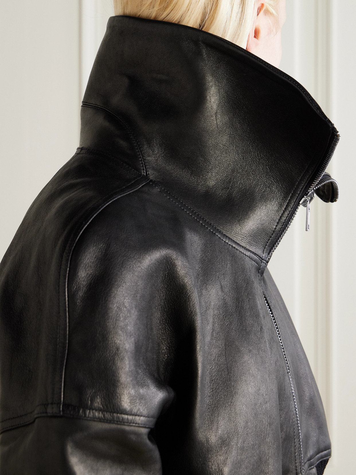 Rick Owens Cropped Padded Leather Jacket In Black