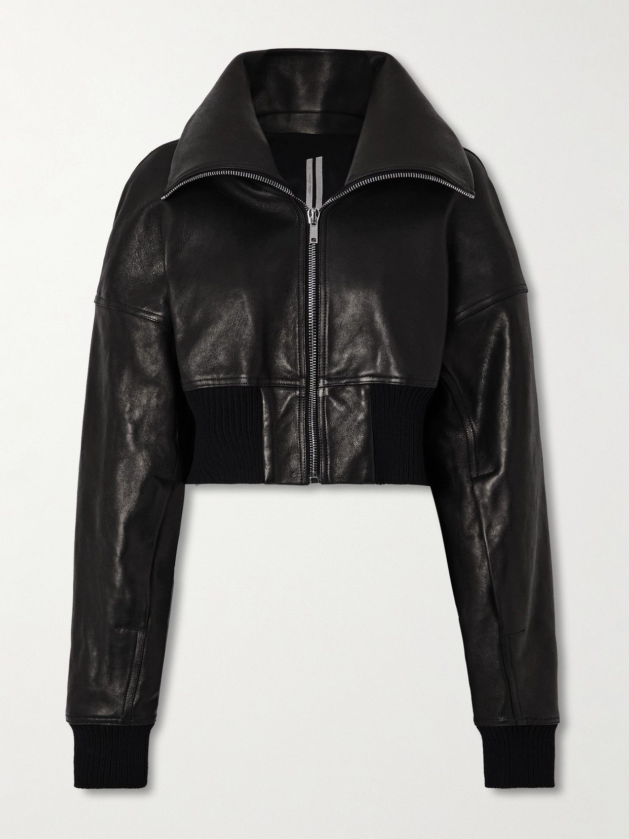 Rick Owens Cropped Padded Leather Jacket In Black