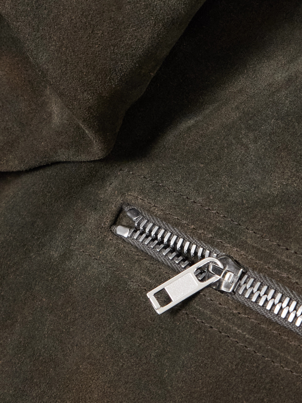 Rick Owens Scarf-detailed Suede Biker Jacket In Brown