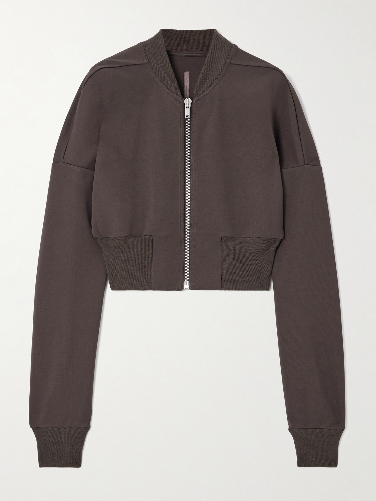Rick Owens Stretch-jersey Bomber Jacket In Brown