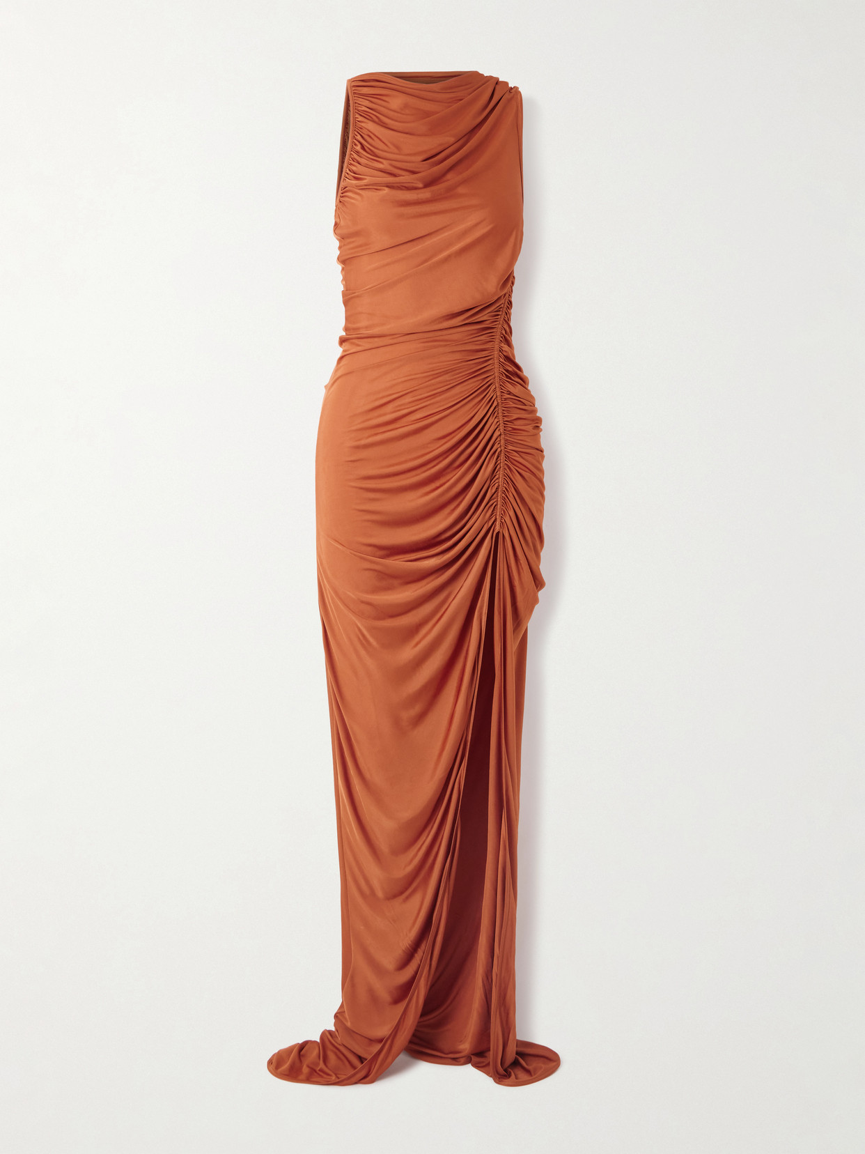 Rick Owens Svita Gathered Satin-jersey Gown In Orange