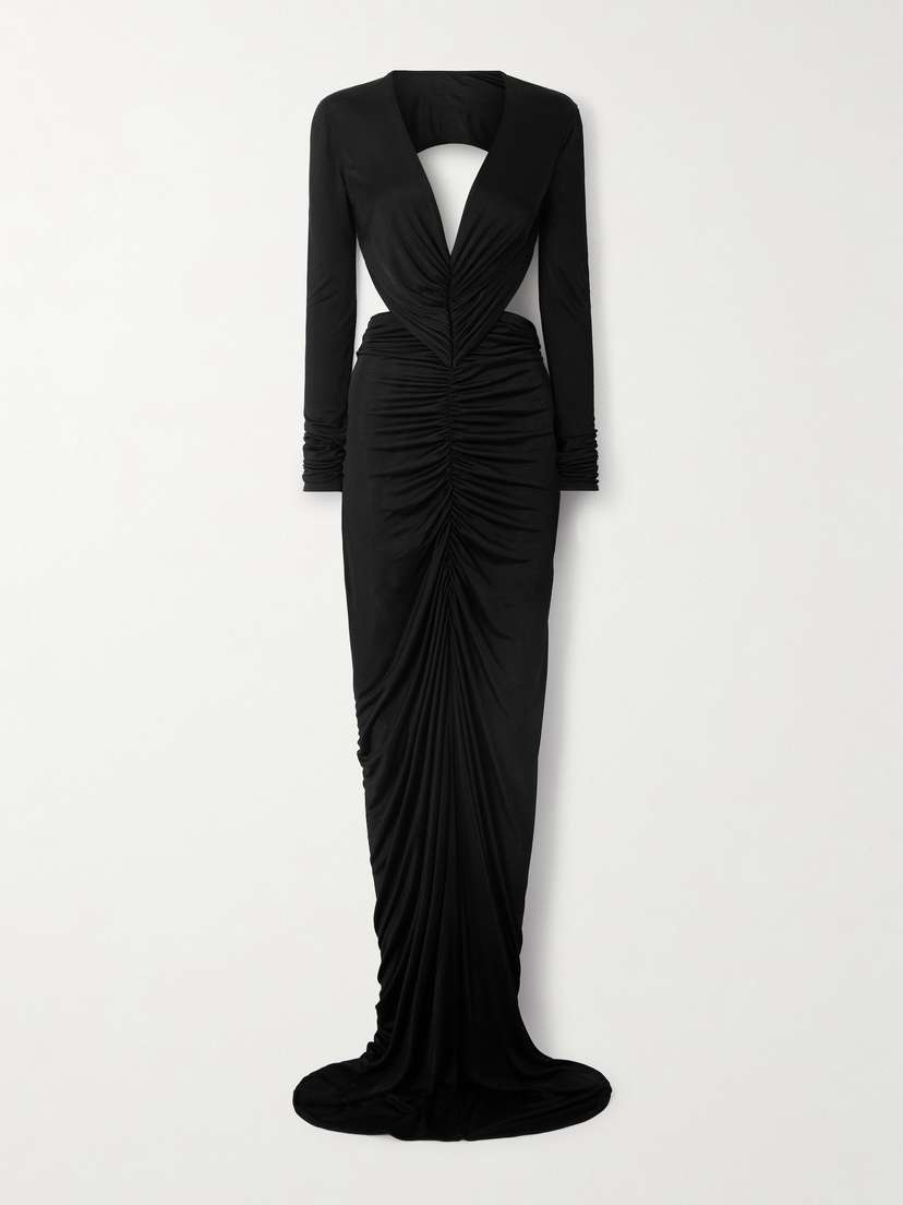 Rick Owens Poppy Open-back Ruched Jersey Gown