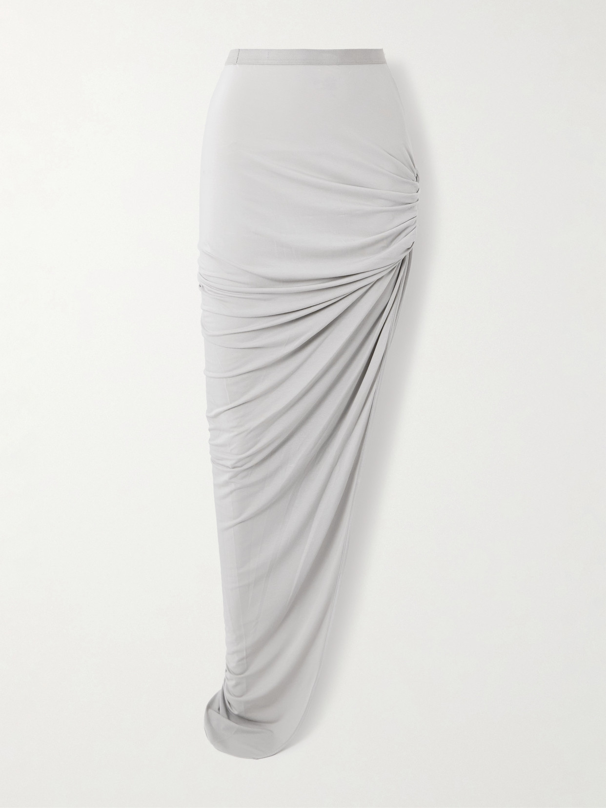 Rick Owens Edfu Gathered Jersey Maxi Skirt In Gray