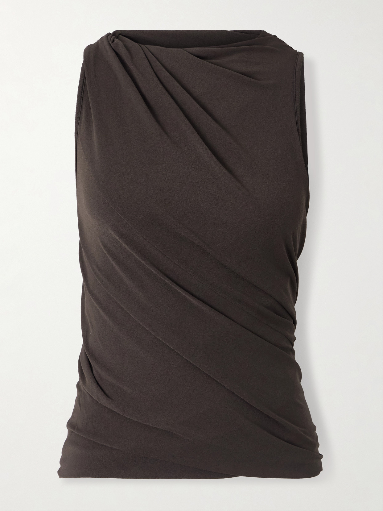 Rick Owens Luna Jersey Tank In Brown