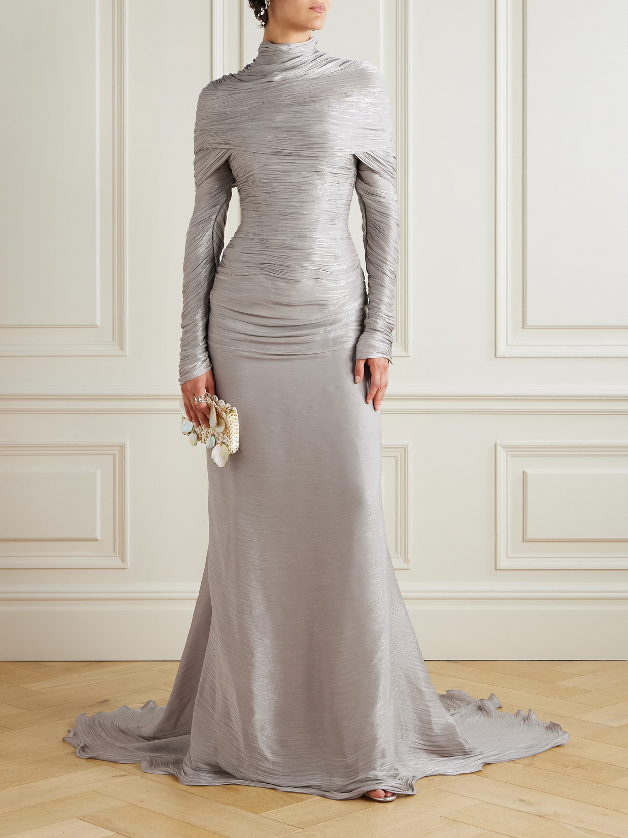 Marmar Halim Ruched Gown In Metallic