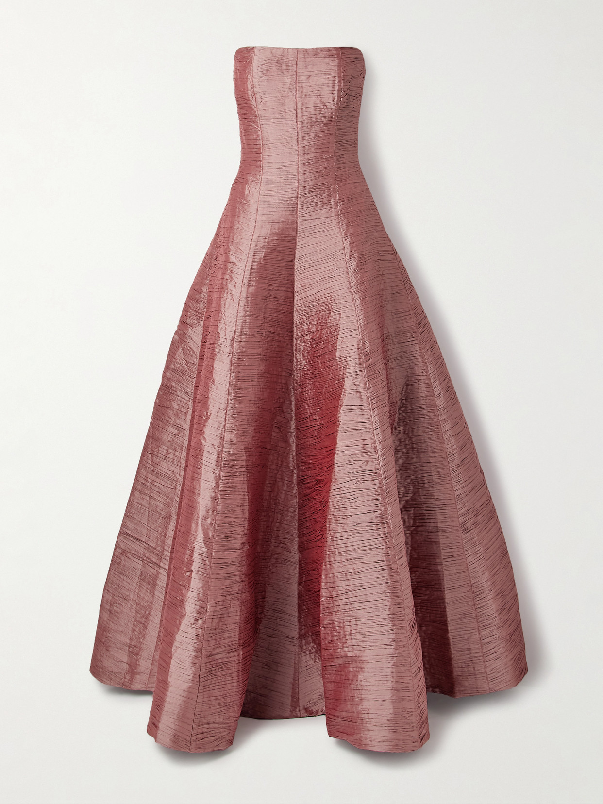 Marmar Halim Strapless Plissé-taffeta Gown In Pink