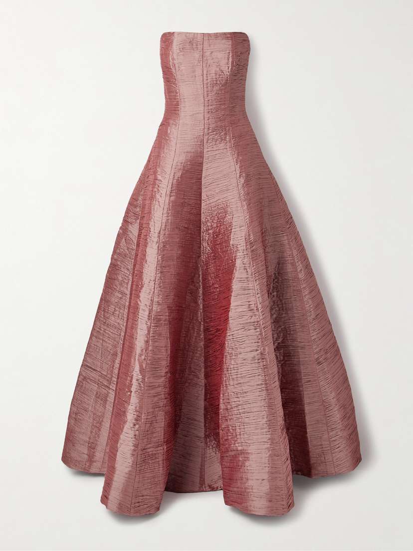 Marmar Halim Strapless Plissé-taffeta Gown