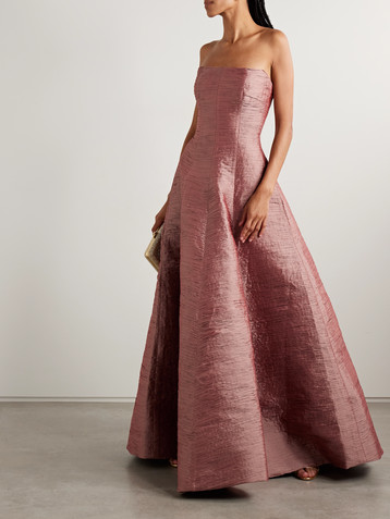MARMAR HALIM Strapless plissé-taffeta gown