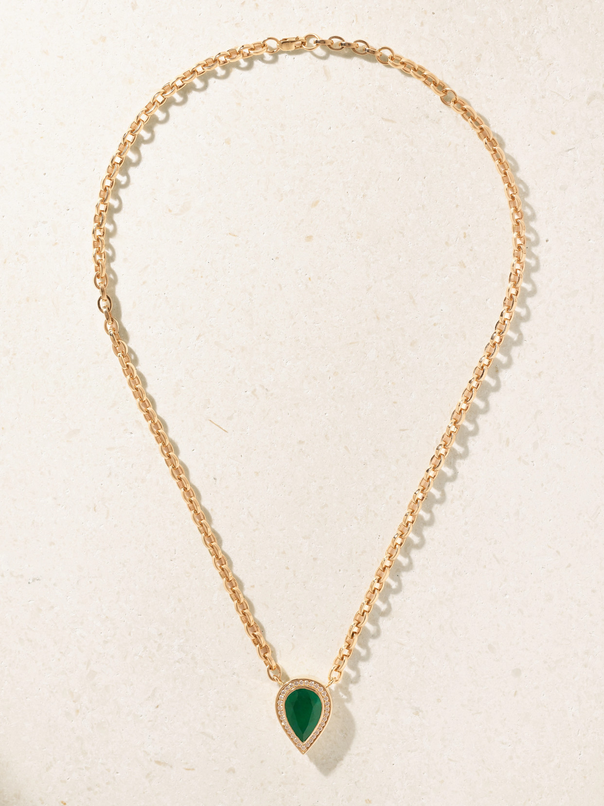 Kolours Jewelry 14-karat Gold, Emerald And Diamond Necklace