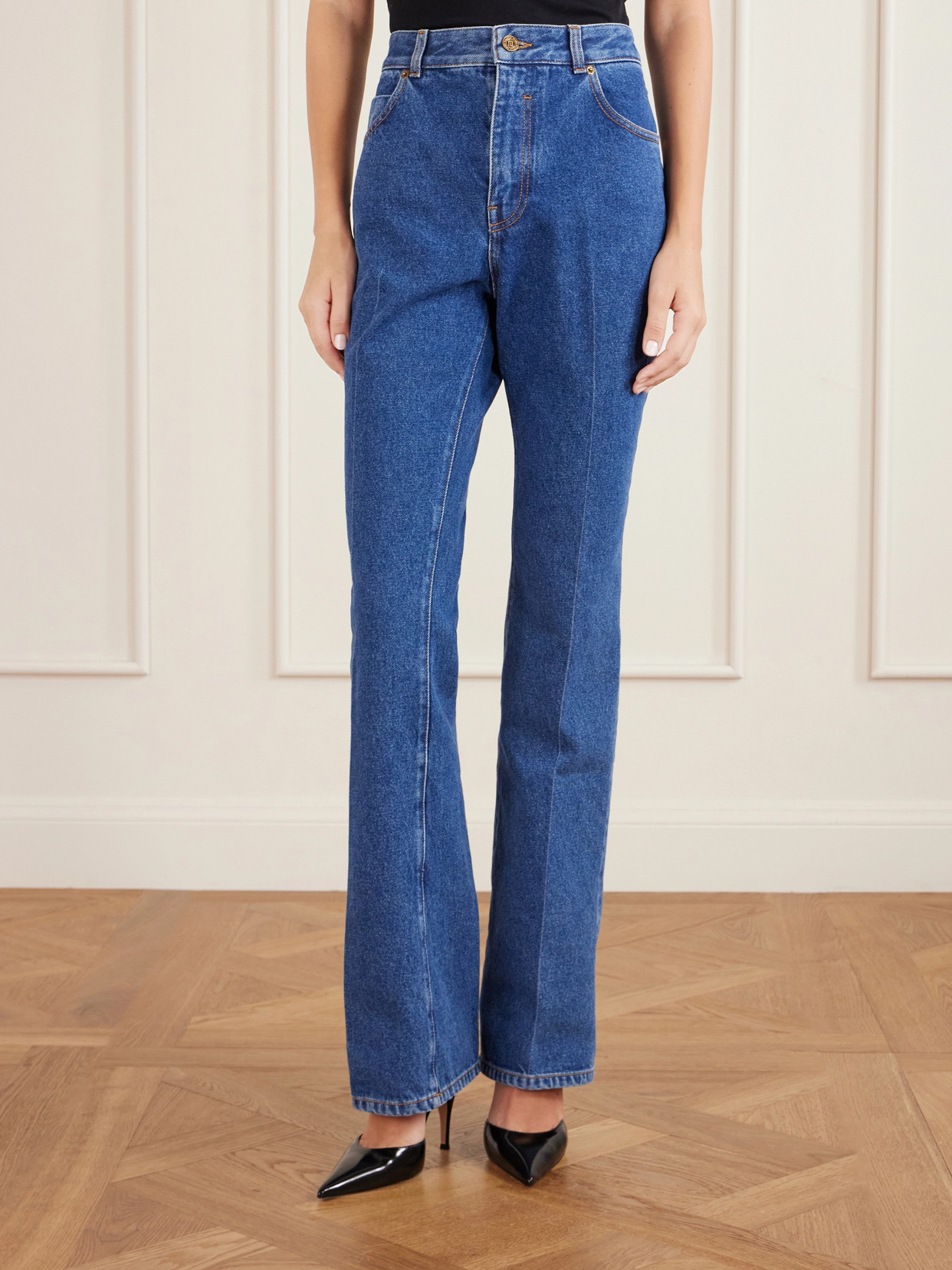 Balmain High-rise Bootcut Jeans In Blue