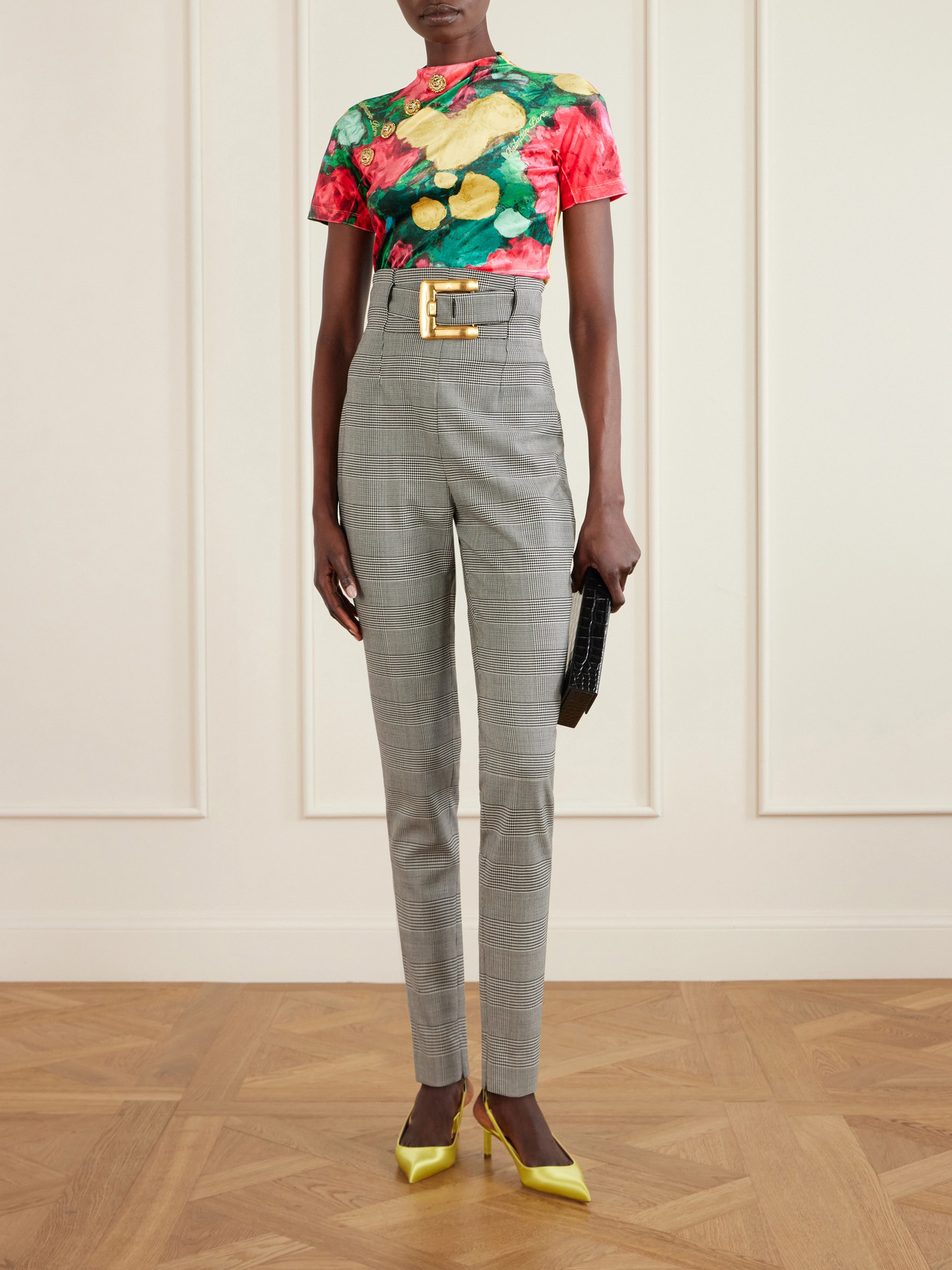 Floral-Print Velvet T-Shirt