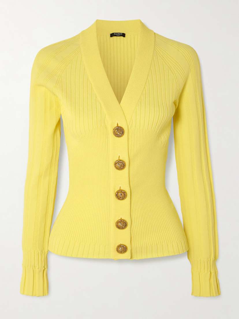 Balmain Ribbed-knit Cardigan