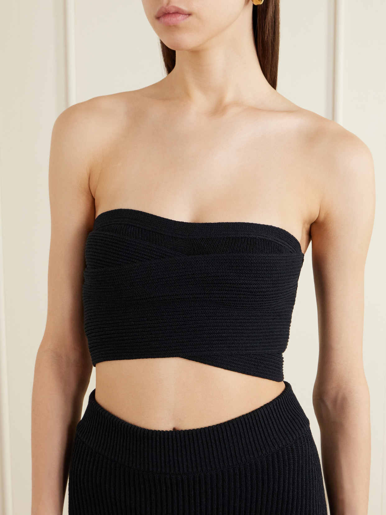 Strapless Ribbed-Knit Top