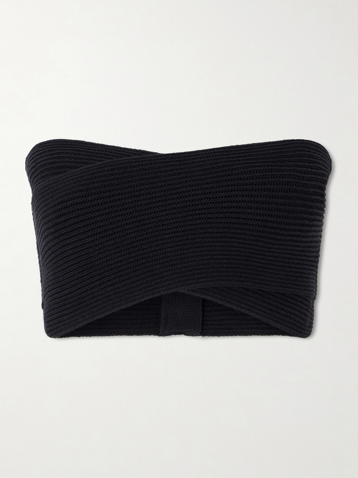 Balmain Strapless Ribbed-knit Top In Black
