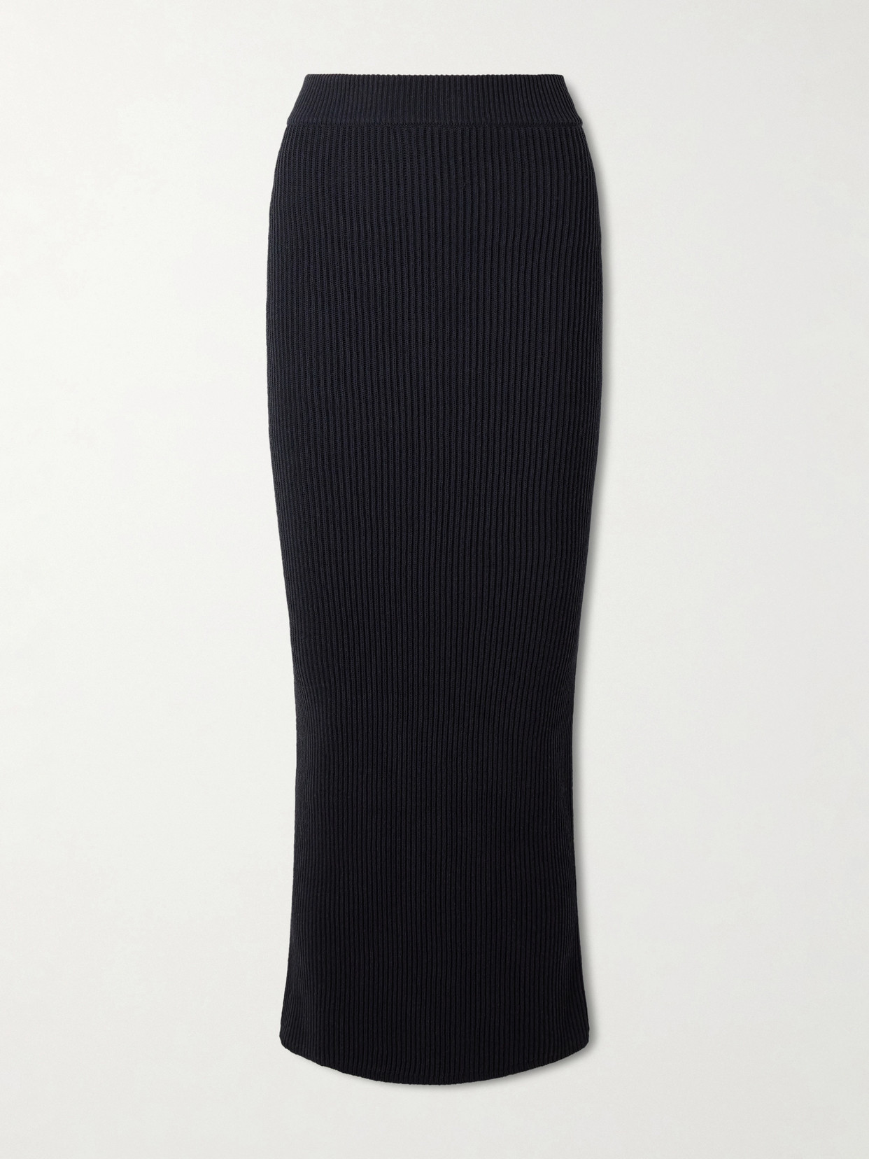 Balmain Ribbed-knit Midi Skirt In Black
