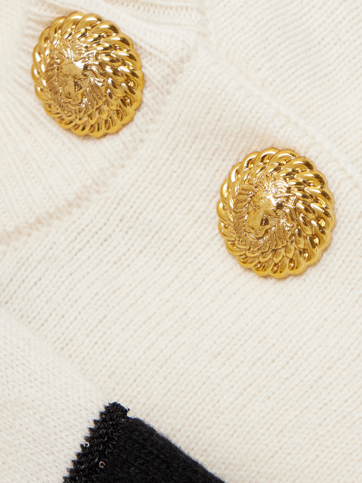 Balmain Embellished Striped Knitted Sweater In White