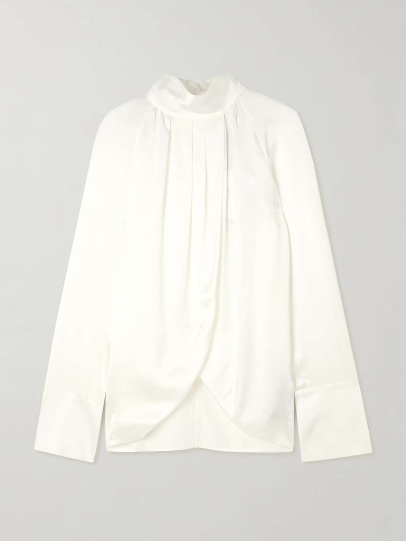 Balmain Draped Silk-satin Blouse