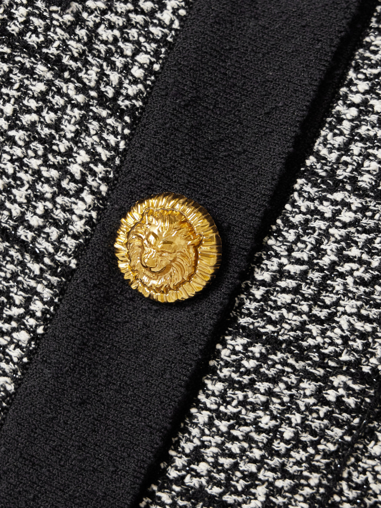 Balmain Metallic Tweed Cardigan In Black