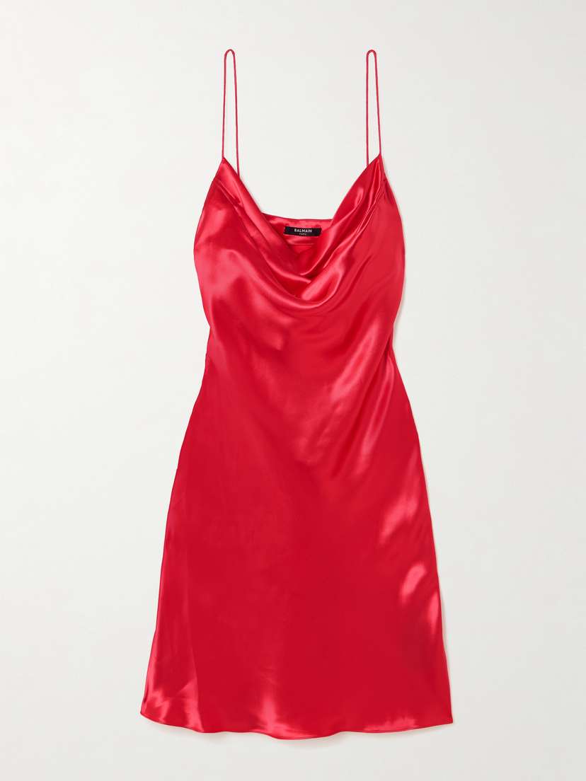 Balmain Draped Satin Mini Dress