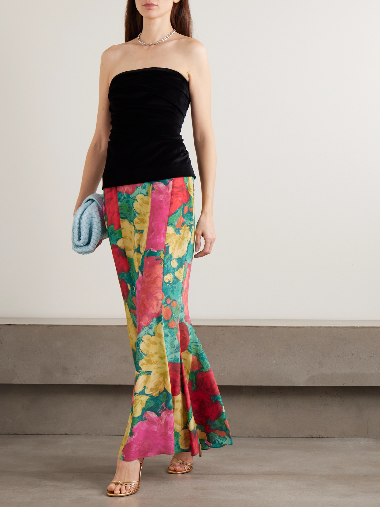 Paneled Floral-Print Maxi