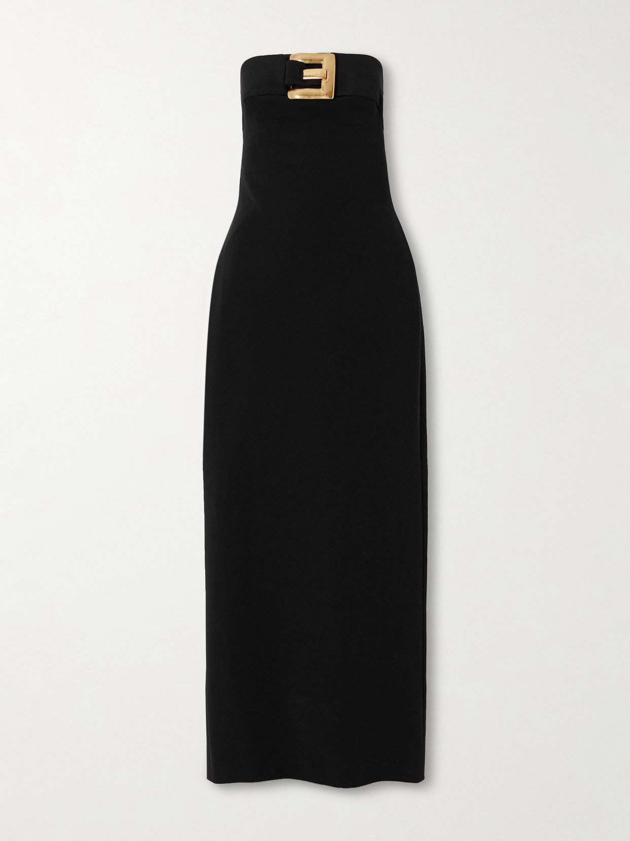 Balmain Buckle-embellished Jersey Bustier Midi Dress In Black