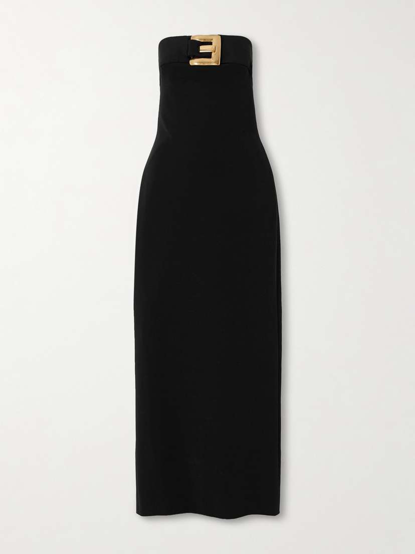 Balmain Buckle-embellished Jersey Bustier Midi Dress
