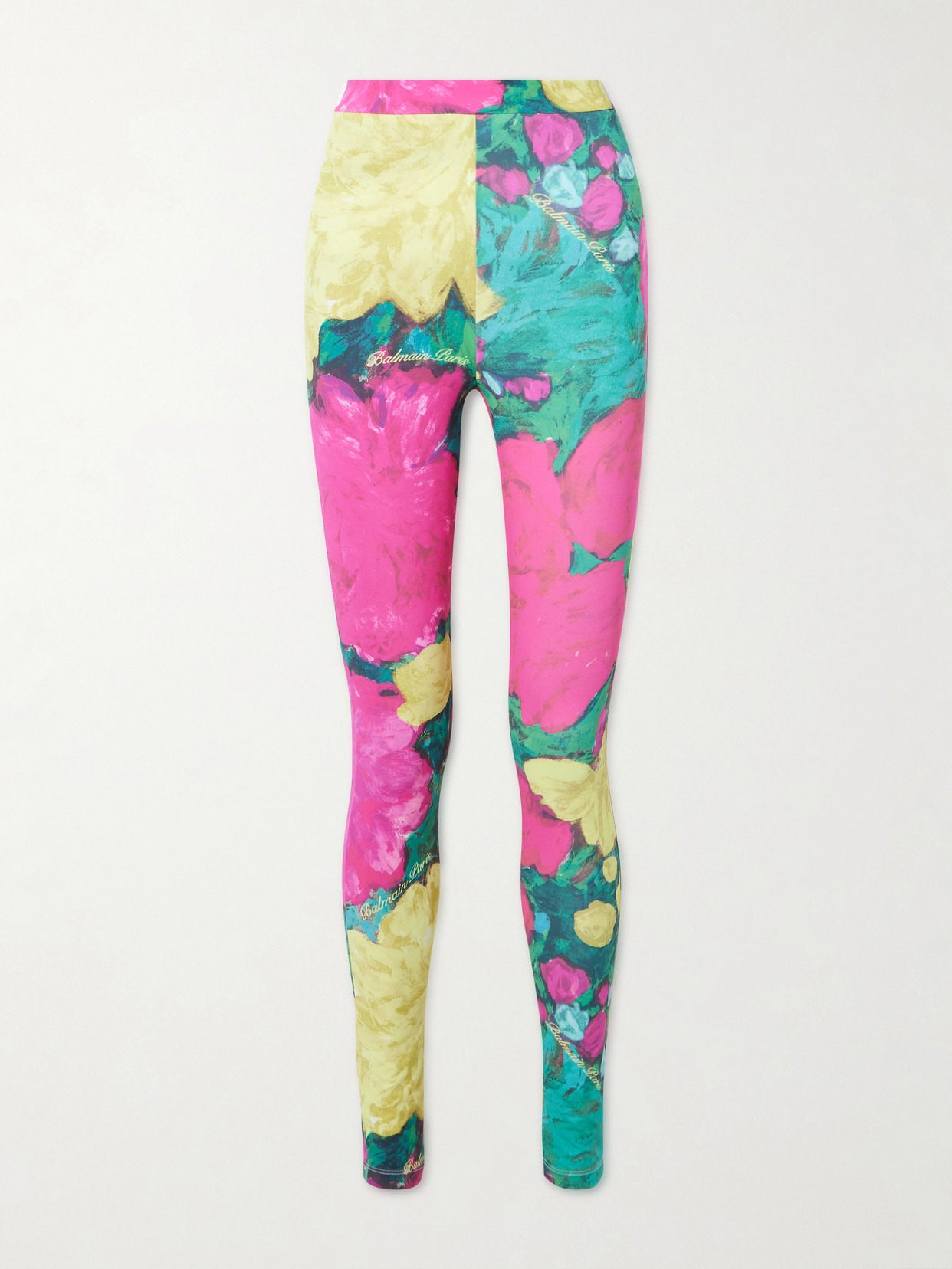 Balmain Printed Stretch-jersey Leggings In Multi