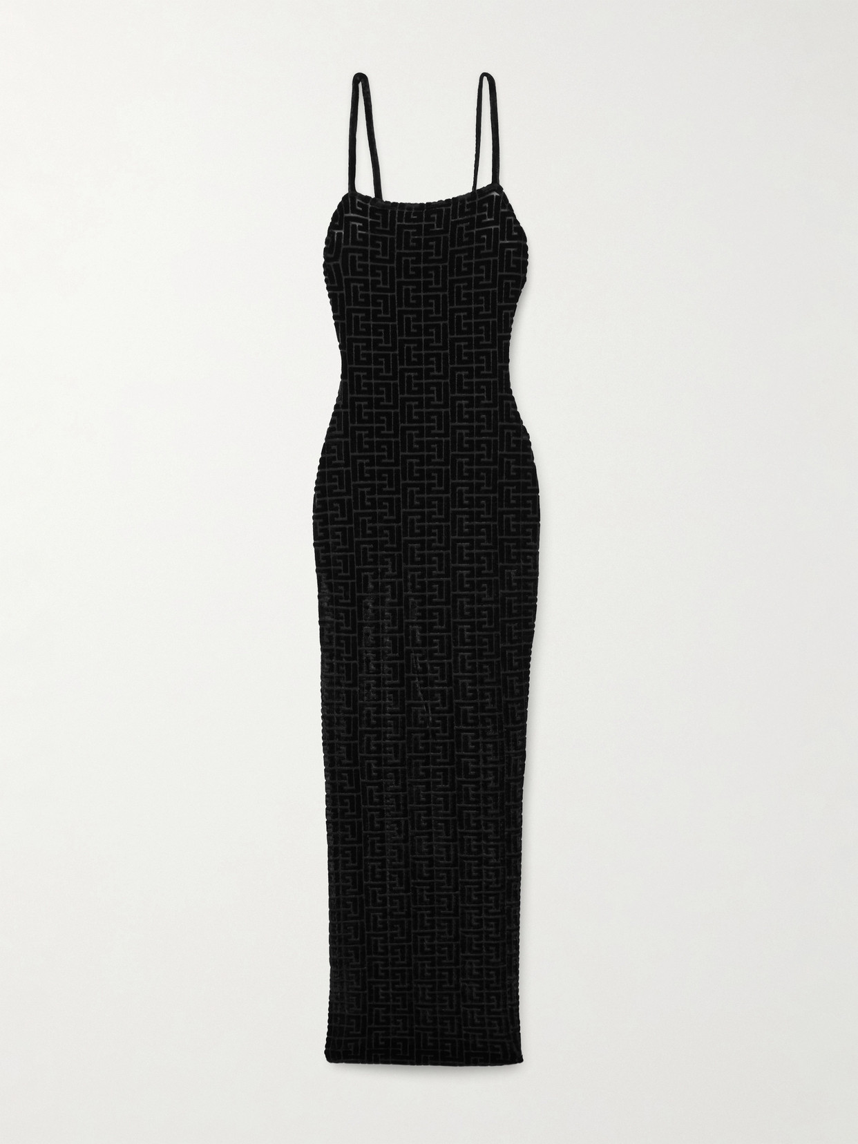 Balmain Devoré-velvet Midi Dress In Black