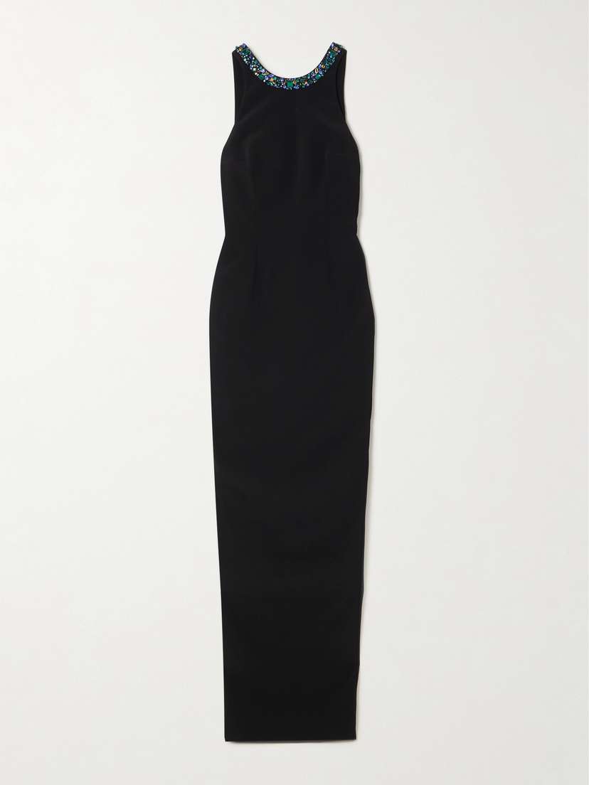 Balmain Open-back Crystal-embellished Crepe Gown