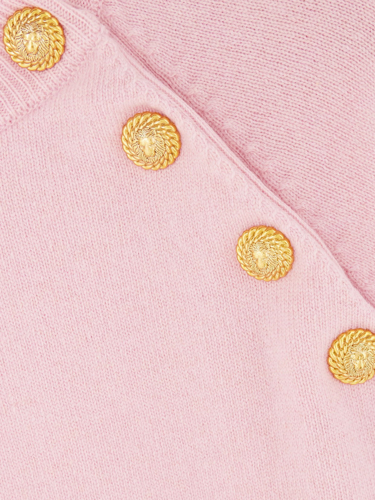 Balmain Button-embellished Cashmere And Wool-blend Sweater In Pink