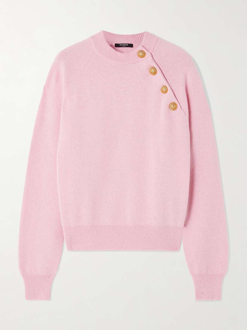 Balmain Button-embellished Cashmere And Wool-blend Sweater