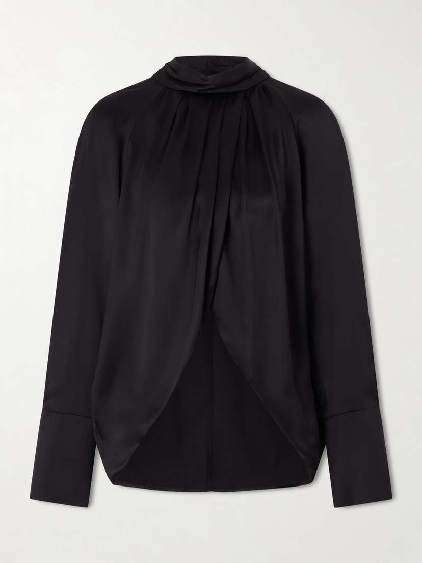 Balmain Draped Silk-satin Blouse