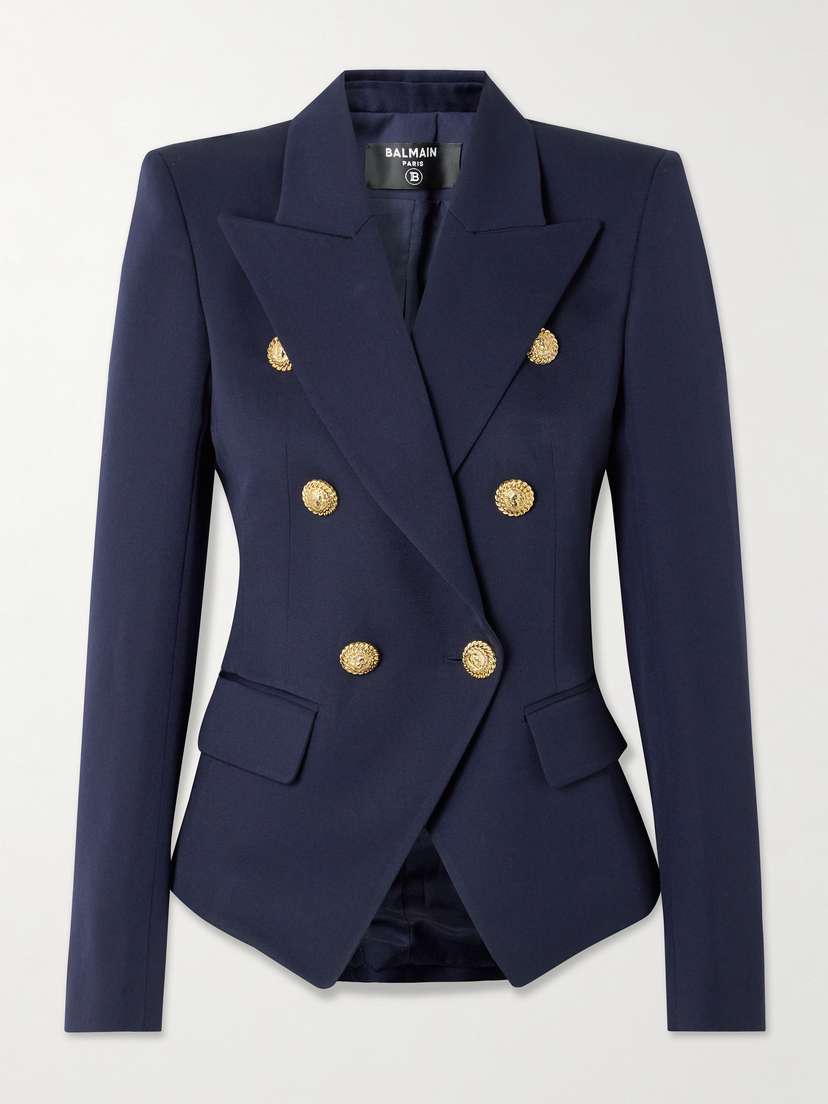 Balmain Double-breasted Grain De Poudre Wool Blazer