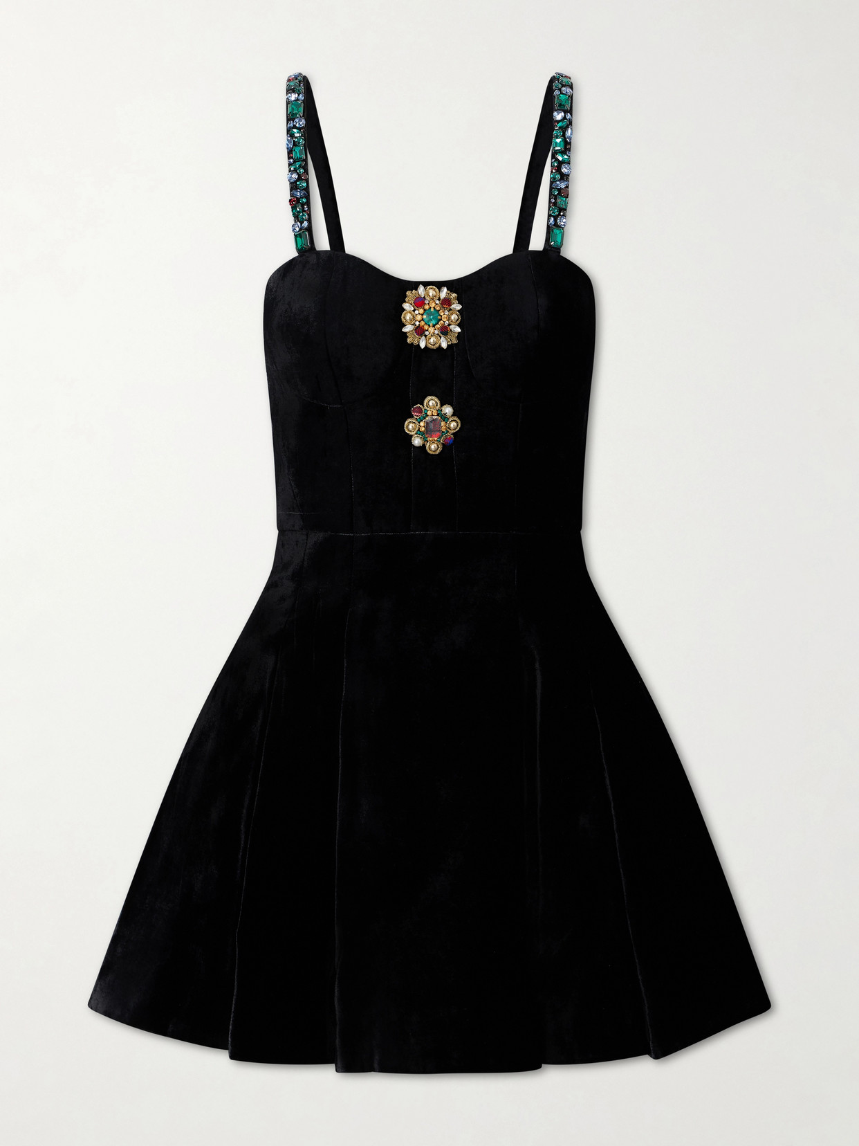 Balmain Embellished Strappy Velvet Dress In Black