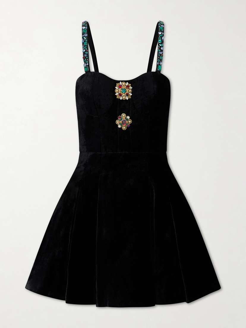 Balmain Embellished Velvet Mini Dress