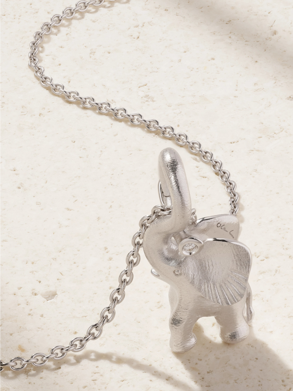 Ole Lynggaard Copenhagen Elephant 18-karat White Gold Diamond Necklace